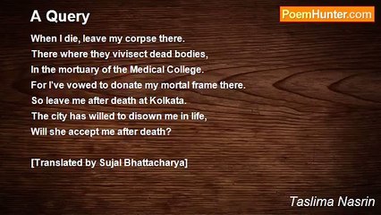 Taslima Nasrin - A Query