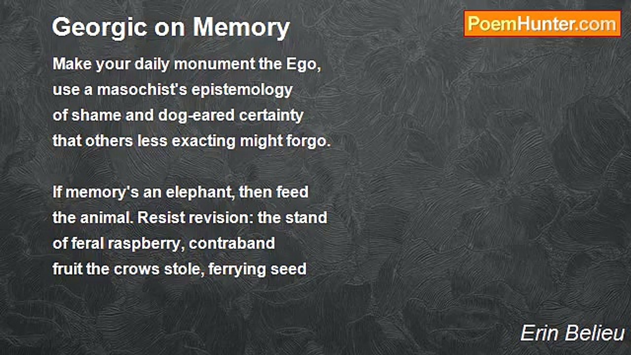 Erin Belieu - Georgic on Memory