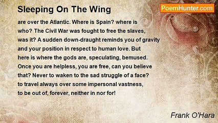 Frank O'Hara - Sleeping On The Wing