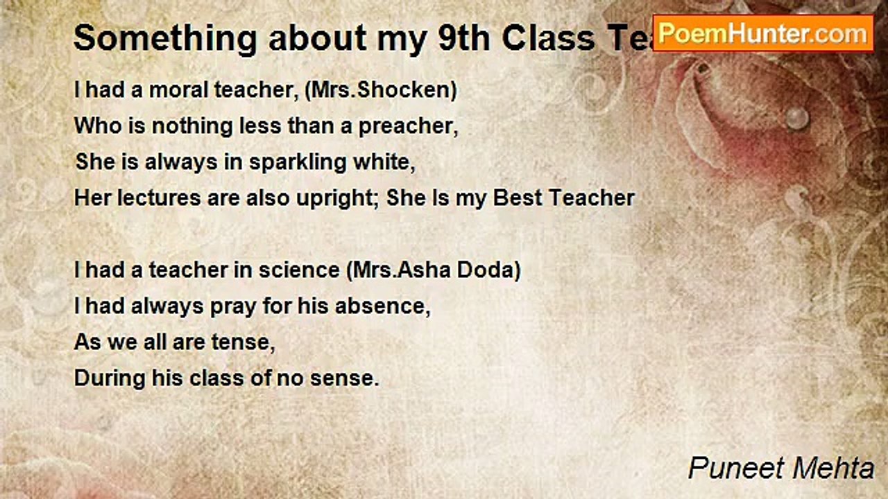 Puneet Mehta - Something about my 9th Class Teachers