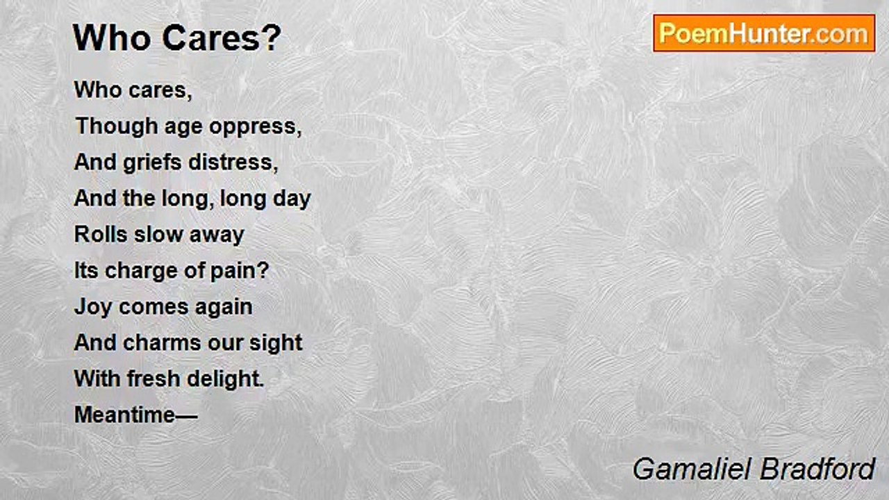 Gamaliel Bradford - Who Cares?