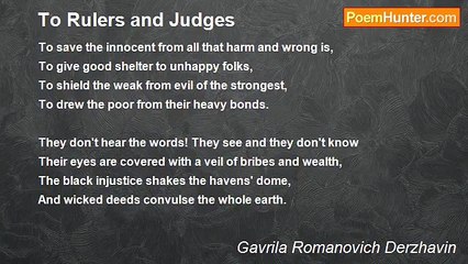 Gavrila Romanovich Derzhavin - To Rulers and Judges
