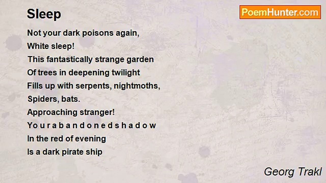 Georg Trakl - Sleep