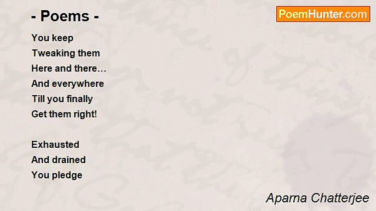 Aparna Chatterjee - - Poems -