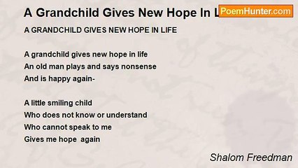 Shalom Freedman - A Grandchild Gives New Hope In Life