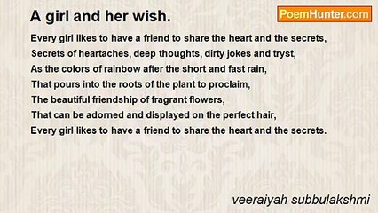 veeraiyah subbulakshmi - A girl and her wish.