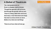 Gilbert Keith Chesterton - A Ballad of Theatricals