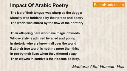 Maulana Altaf Hussain Hali - Impact Of Arabic Poetry