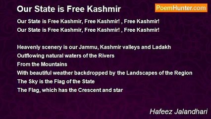 Hafeez Jalandhari - Our State is Free Kashmir