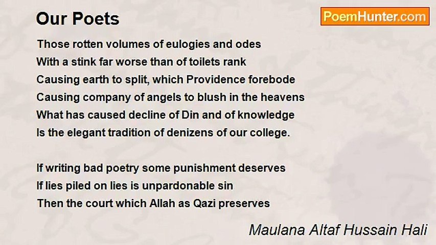 Maulana Altaf Hussain Hali - Our Poets