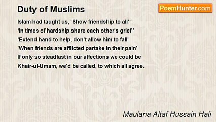 Maulana Altaf Hussain Hali - Duty of Muslims