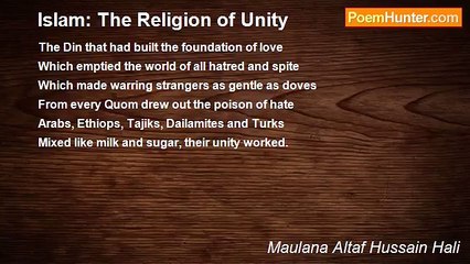 Maulana Altaf Hussain Hali - Islam: The Religion of Unity