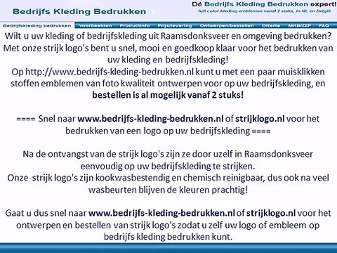 Kleding bedrijfskleding bedrukken Raamsdonksveer