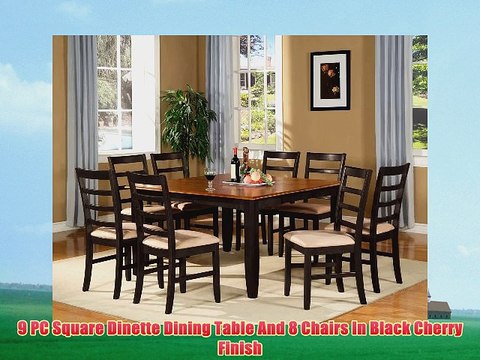 9 PC Square Dinette Dining Table And 8 Chairs In Black Cherry Finish