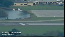 Plane lands on nose after front landing gear fails
