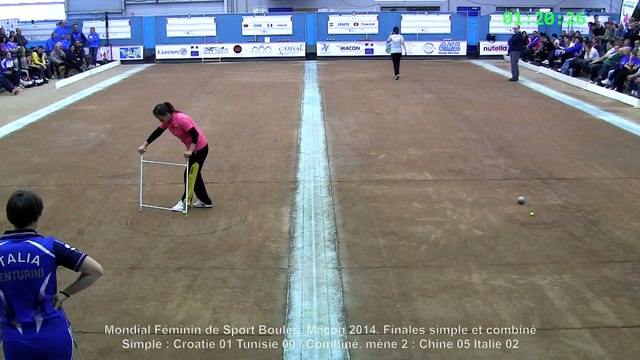 Finale simple, Croatie contre Tunisie et combiné, Italie contre Chine, Championnat du Monde Féminin de Sport Boules, Mâcon 2014