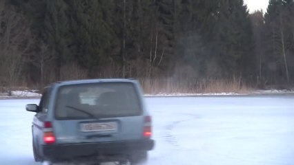 Drive a car on thin ice : crazy!