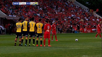Textbook free-kick tactic from Adelaide