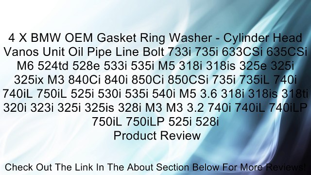 4 X BMW OEM Gasket Ring Washer - Cylinder Head Vanos Unit Oil Pipe Line Bolt 733i 735i 633CSi 635CSi M6 524td 528e 533i 535i M5 318i 318is 325e 325i 325ix M3 840Ci 840i 850Ci 850CSi 735i 735iL 740i 740iL 750iL 525i 530i 535i 540i M5 3.6 318i 318is 318ti 3