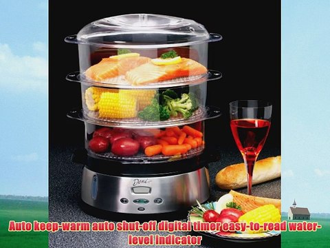 Deni 7600 3Tier 912Quart StainlessSteel Digital Food Steamer