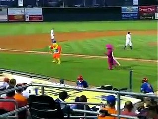 Deux mascottes se provoquent et finissent par se battre