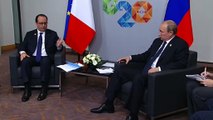 Sommet du G20 à Brisbane : Entretien bilatéral entre le président François Hollande et son homologue russe Vladimir Poutine