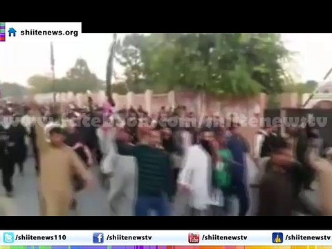 Banned Sipah-e-Sahaba and outlawed Taliban's takfiri nasbi terrorists pelted the peaceful azadari (mourning) procession in Islamabad in the presence of police that played the role of a silent spectator. Hussaini youths bravely continued azadari of Imam Hu