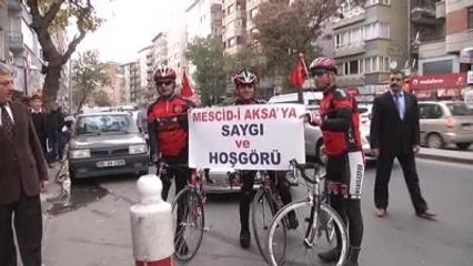 Bisikletçilerden Mescid-i Aksa Protestosu
