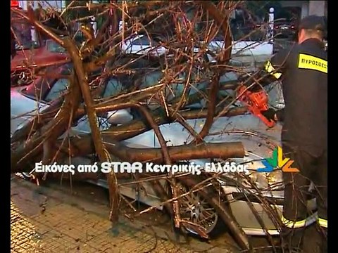 Ζημιές από τη καταιγίδα στη Λαμία