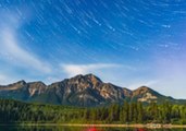 Canadian Rockies Illuminated in Evening Sky Timelapse