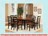 9 PC Square Dinette Dining Table Set And 8 Chairs in Black Finish