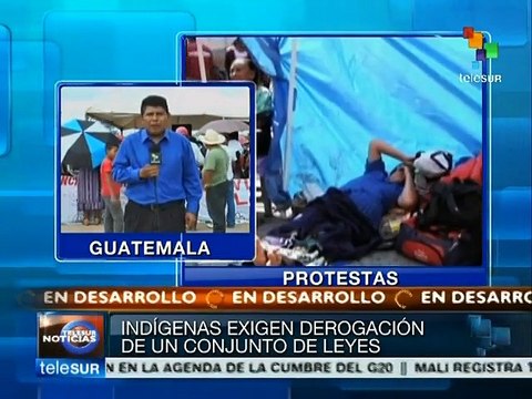 Tercer día de protestas de campesinos en Guatemala