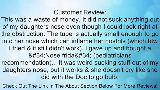 Doc To Go Pediatrician's Choice Nasal Aspirator, White Review