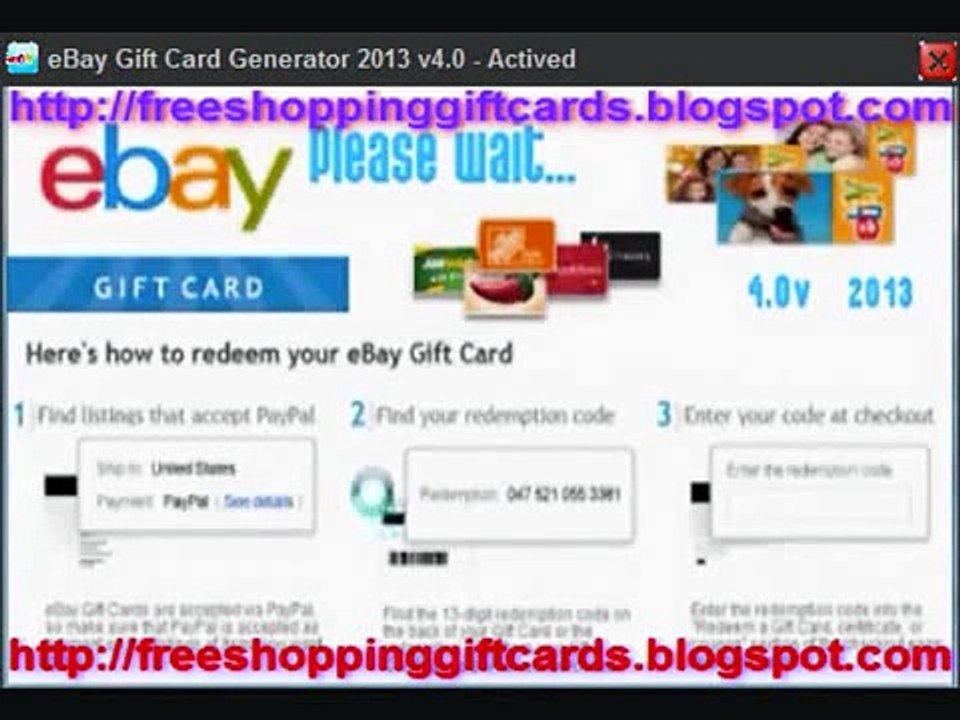 Free eBay Gift Card Generator 2013 v4.0