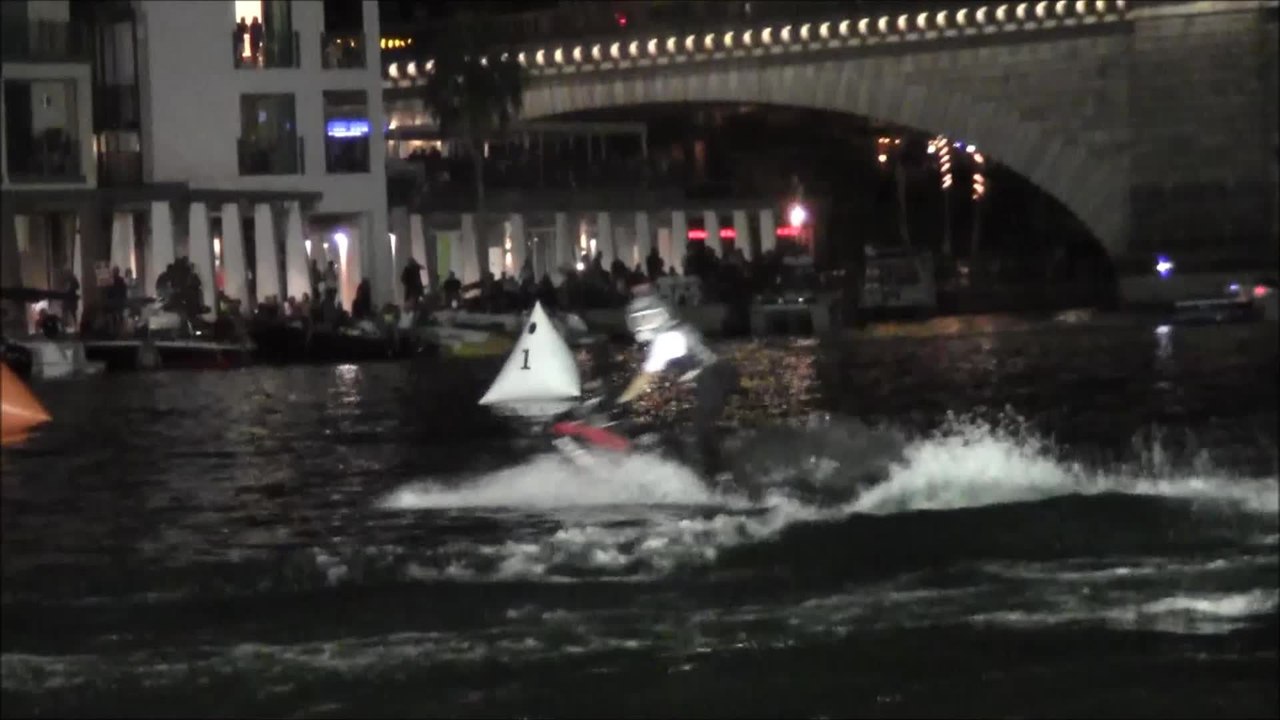 Incredible jet ski back flips performed at night