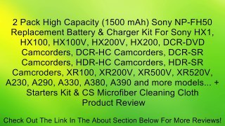 2 Pack High Capacity (1500 mAh) Sony NP-FH50 Replacement Battery & Charger Kit For Sony HX1, HX100, HX100V, HX200V, HX200, DCR-DVD Camcorders, DCR-HC Camcorders, DCR-SR Camcorders, HDR-HC Camcorders, HDR-SR Camcroders, XR100, XR200V, XR500V, XR520V, A230,