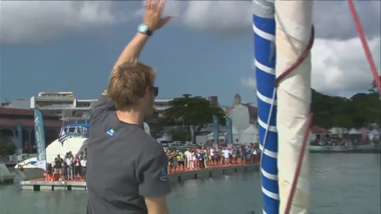 L'arrivée de François Gabart, vainqueur IMOCA