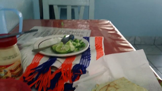 At a restaurant - Market in Puerto Escondido crispy tortillas and fish soup