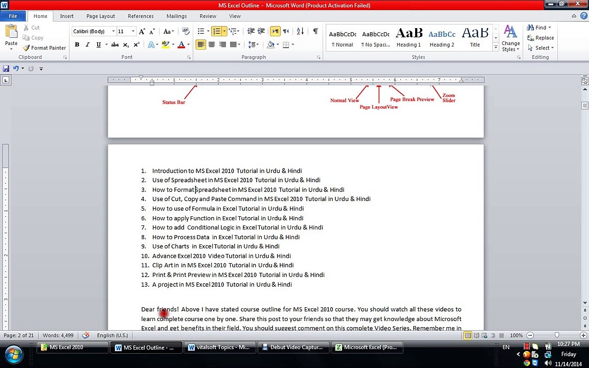 Use of Cut, Copy and Paste Command in MS Excel 2010 Tutorial in Urdu & Hindi