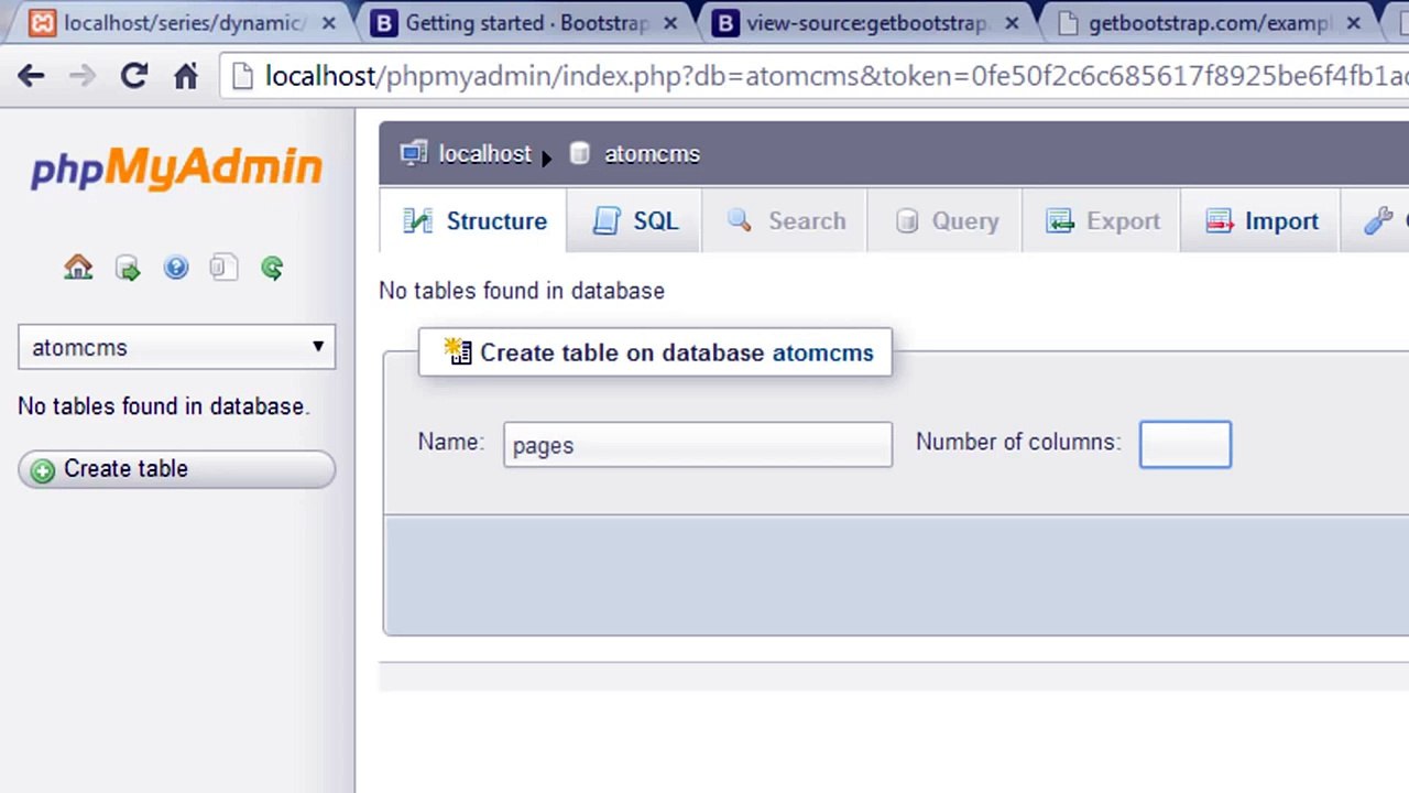 Developing a Dynamic Website 2014 - Part 8 - Creating a MySQL Table in PhpMyAdmin - YouTube