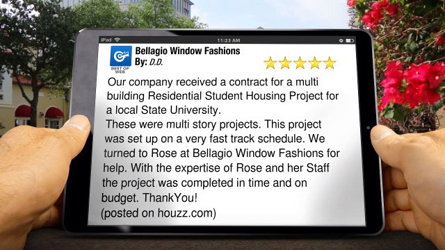 Bellagio Window Fashions Toledo Exceptional 5 Star Review by D.D.
