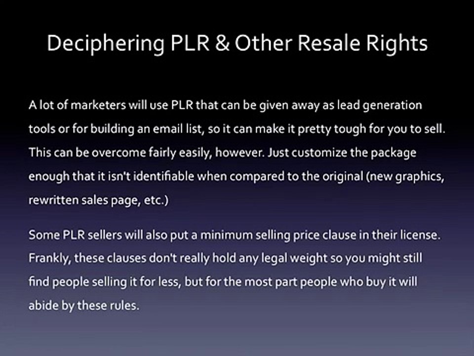 Private Label Rights - Deciphering PLR And Other Resale Rights