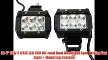 2x 4 18W 6 CREE LED SUV Off-road Boat Headlight Spot Driving Fog Light   Mounting Bracket