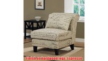 Accent chair stylish tan linen luxury upholstered comfortable cozy French script fabric living