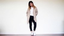 Khaki Coat, White T-Shirt and Black Jeans