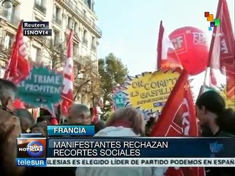 Ciudadanos de Francia protestan contra los recortes sociales