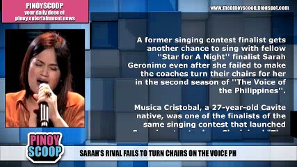 Musica Cristobal, Sarah Geronimo's Rival Fails To Turn Chairs On The Voice PH