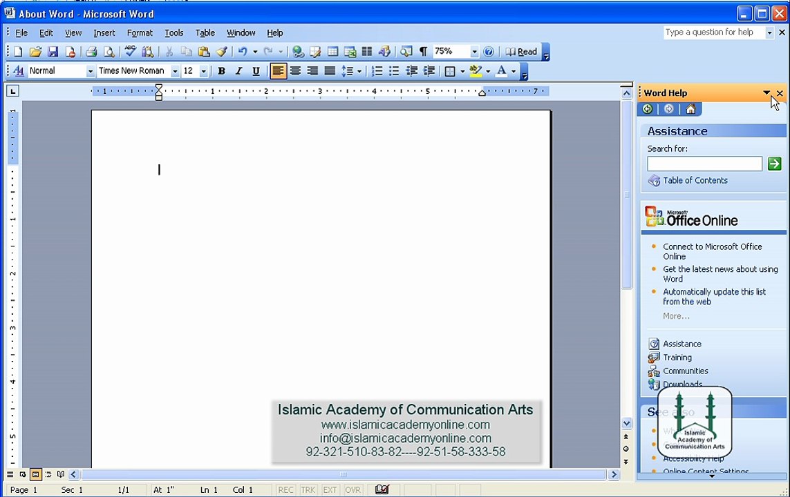 00- MS Office 2003 Complete Training by Islamic Academy of Communication Arts