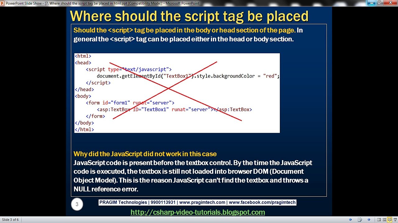 Where should the script tag be placed in html