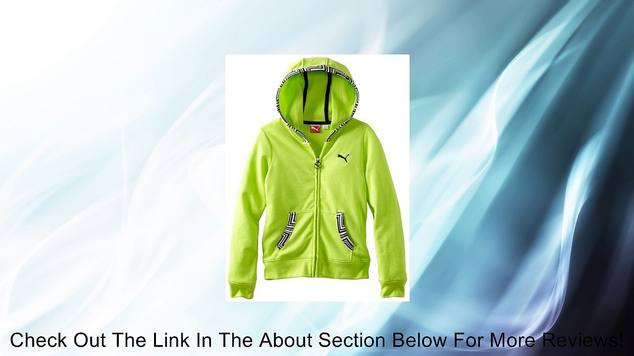 PUMA Big Girls' Printed Trim Long Sleeve Hoodie, Raspberry Rose, Small Review